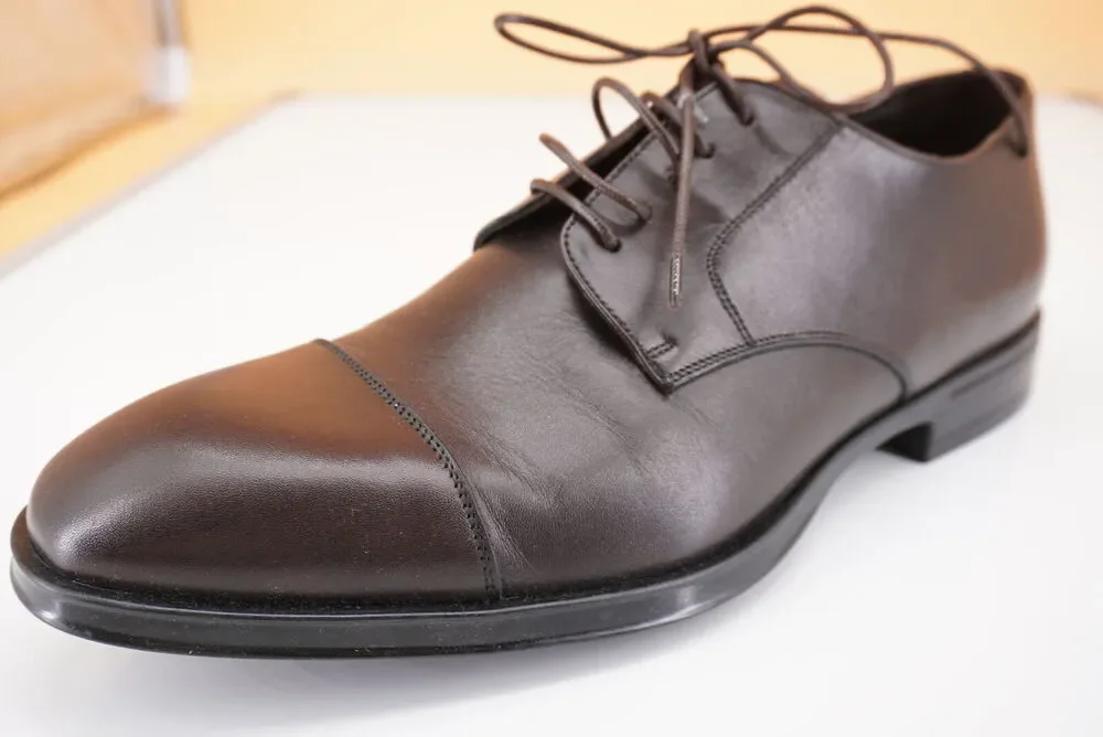 Canali Cap Toe Derby Dark Brown Leather Oxford SZ 9 New Lace Up dress shoe $645